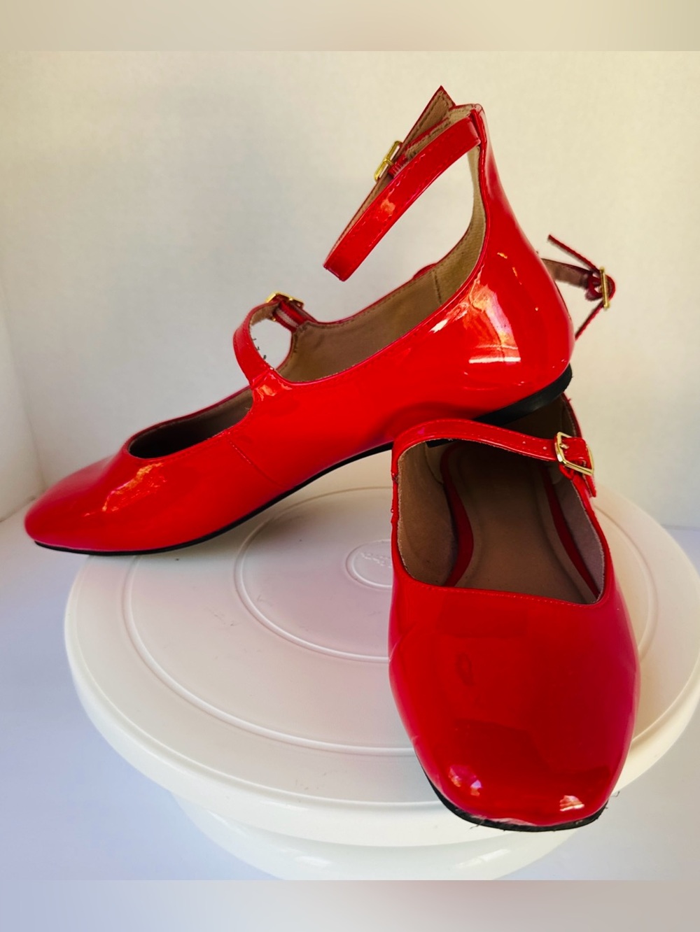 Old Navy Red Patent Mary Jane Flats with Ankle Strap